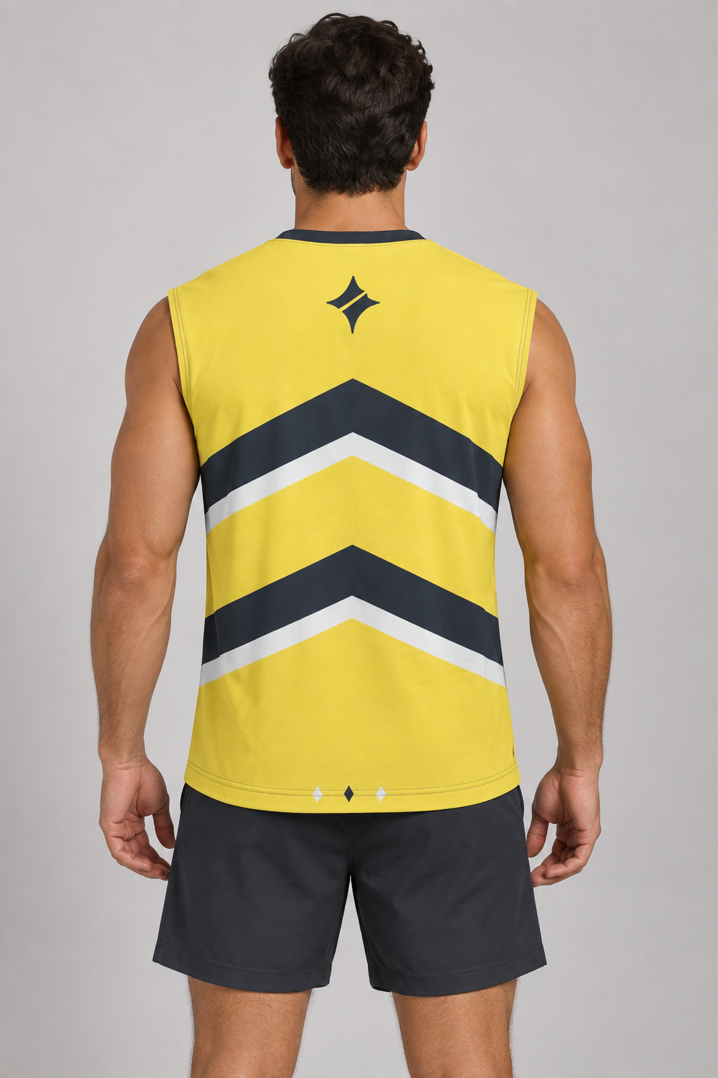 Lemon Asphalt sleeveless cotton T-shirt – back on-model styling illustration