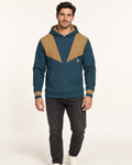 Marine Bronze Tension Nero Ponte Hoodie, front on-model AI styling illustration