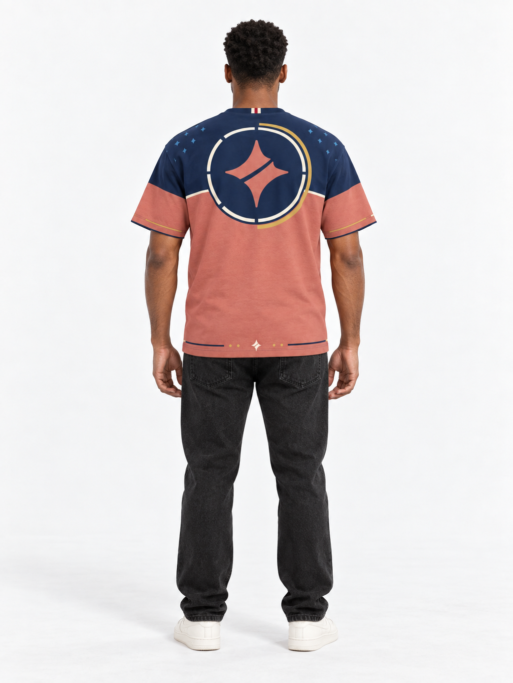 Midnight Coral Boxy Cotton T-Shirt — back model styling illustration