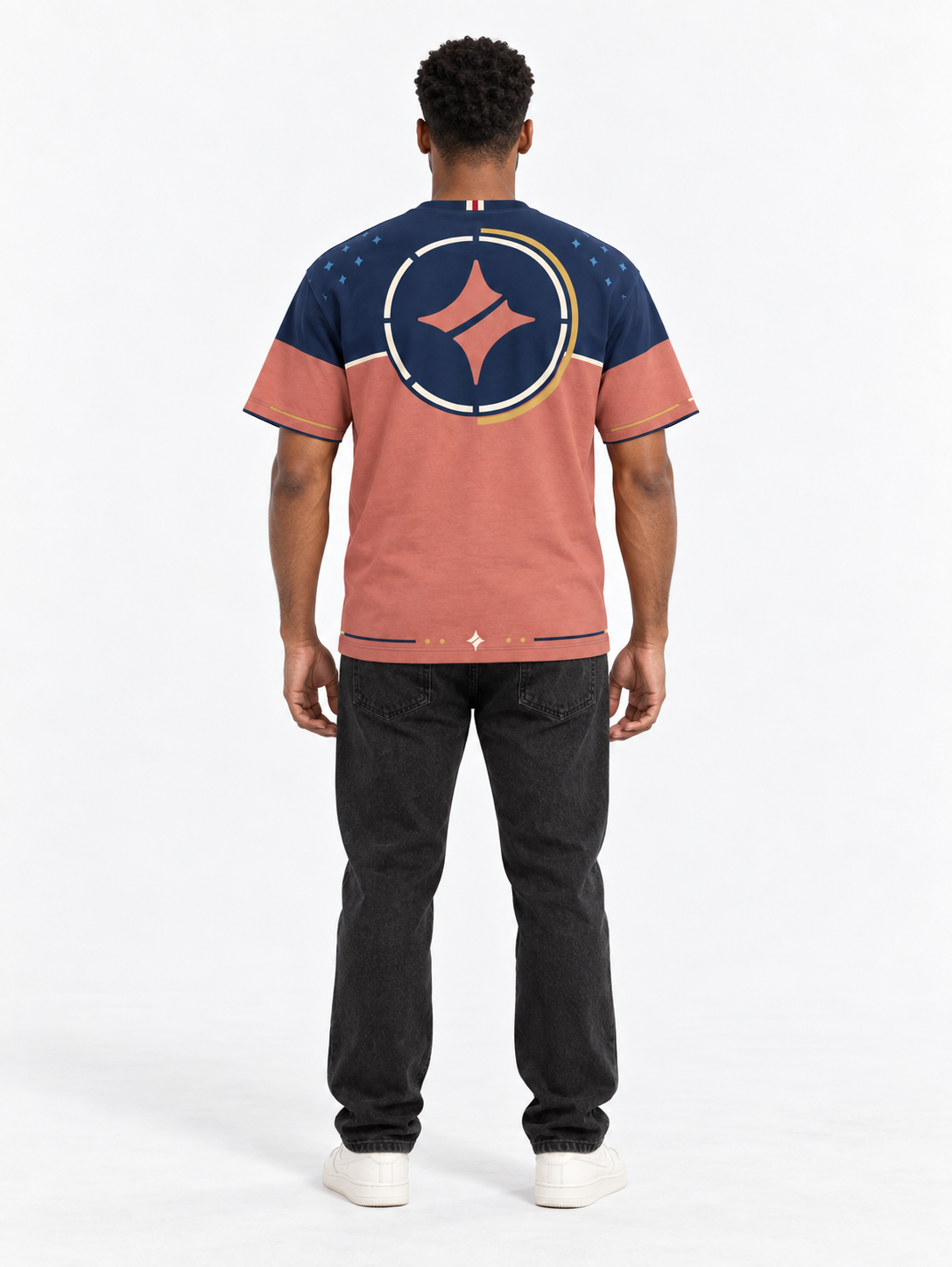 Midnight Coral Boxy Cotton T-Shirt — back model styling illustration
