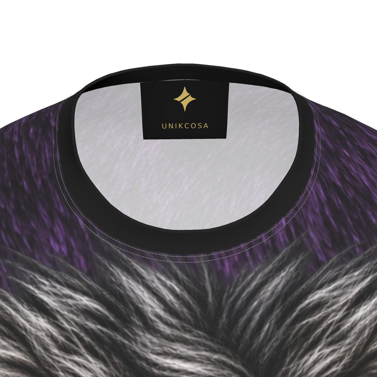 Midnight Crown Luxury Long Sleeve T-Shirt by UNIKCOSA, final garment neckline close-up view