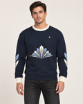 midnight porcelain men's sweatshirt front view. AI-generated digital styling illustration.