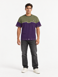 Olive Amethyst Boxy Cotton T-Shirt — front model styling illustration