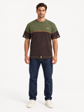 Olive Ember Frame Boxy Cotton T-Shirt — front model styling illustration