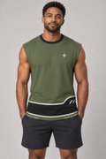Olive Ink sleeveless cotton T-shirt – front on-model styling illustration