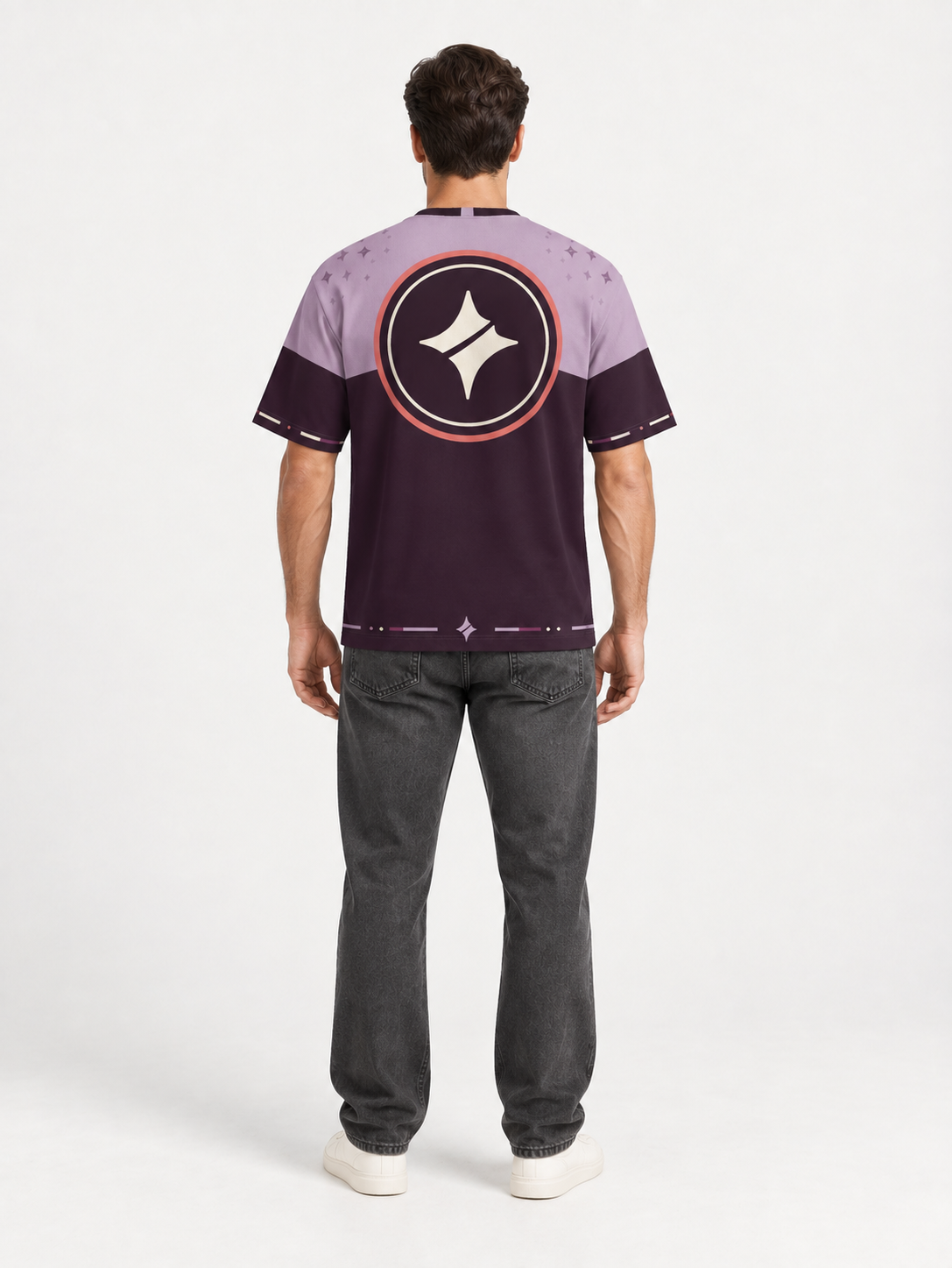 Orchid Regalia Boxy Cotton T-Shirt — back model styling illustration