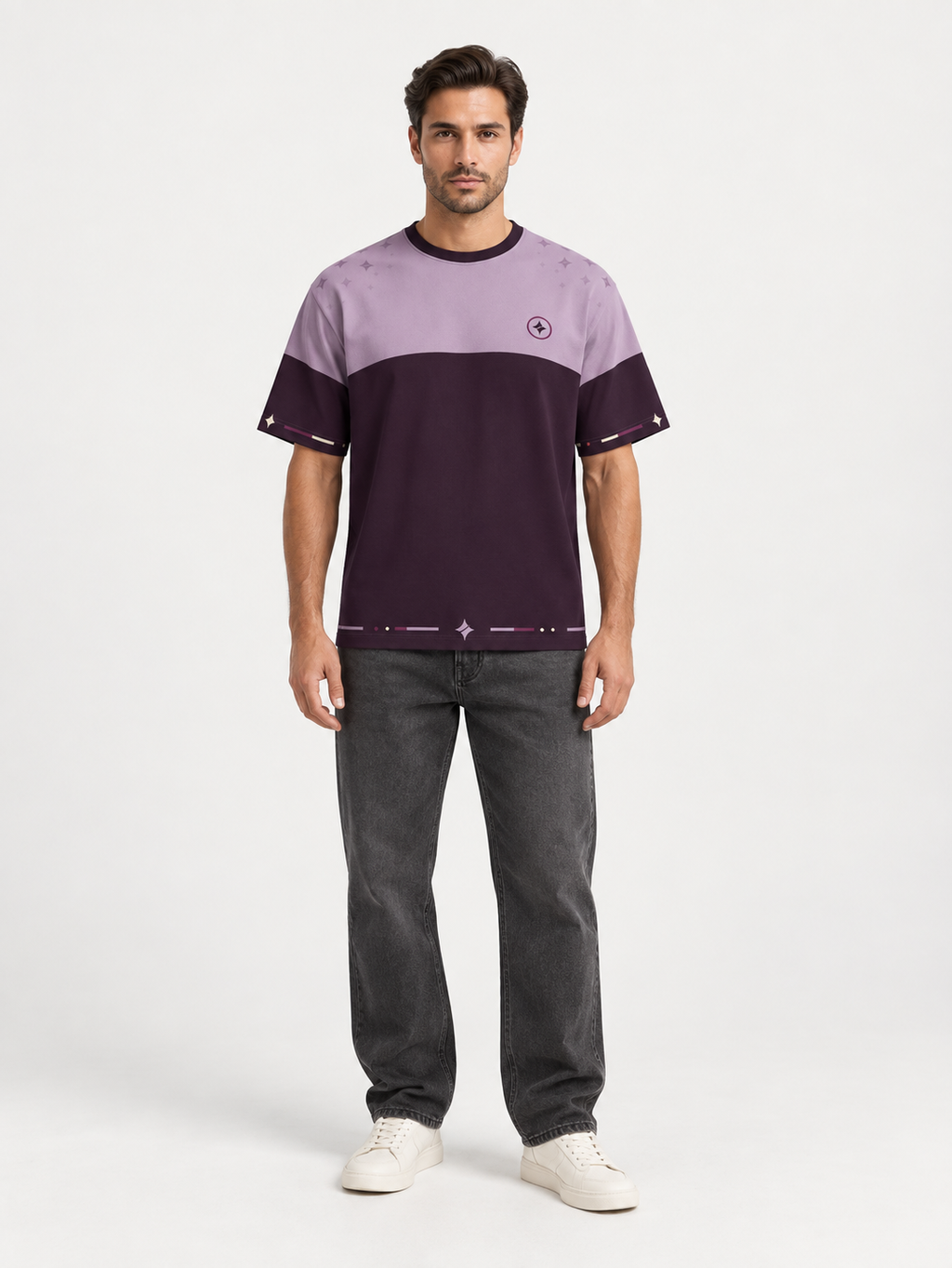 Orchid Regalia Boxy Cotton T-Shirt — front model styling illustration