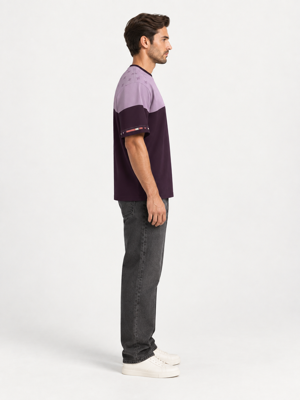 Orchid Regalia Boxy Cotton T-Shirt — side model styling illustration