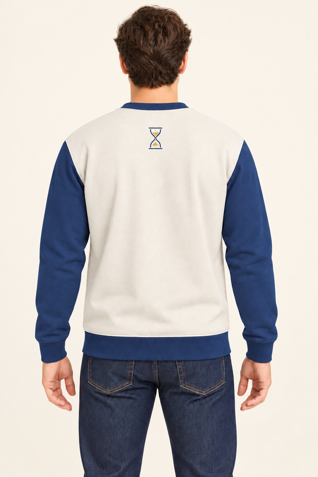 Pearl Cobalt Nero Ponte sweatshirt — back model styling illustration