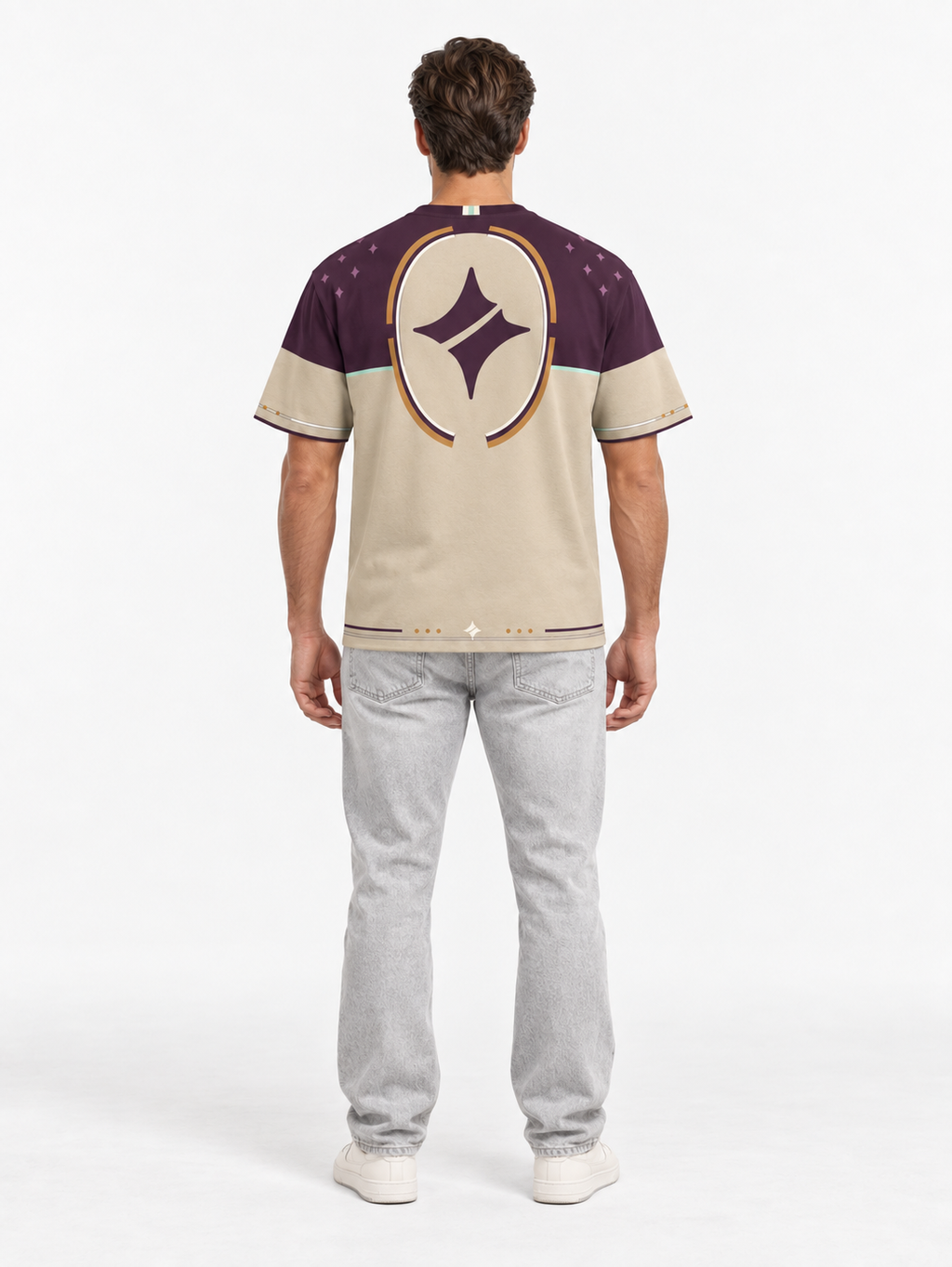 Plum Parchment Boxy Cotton T-Shirt — back model styling illustration