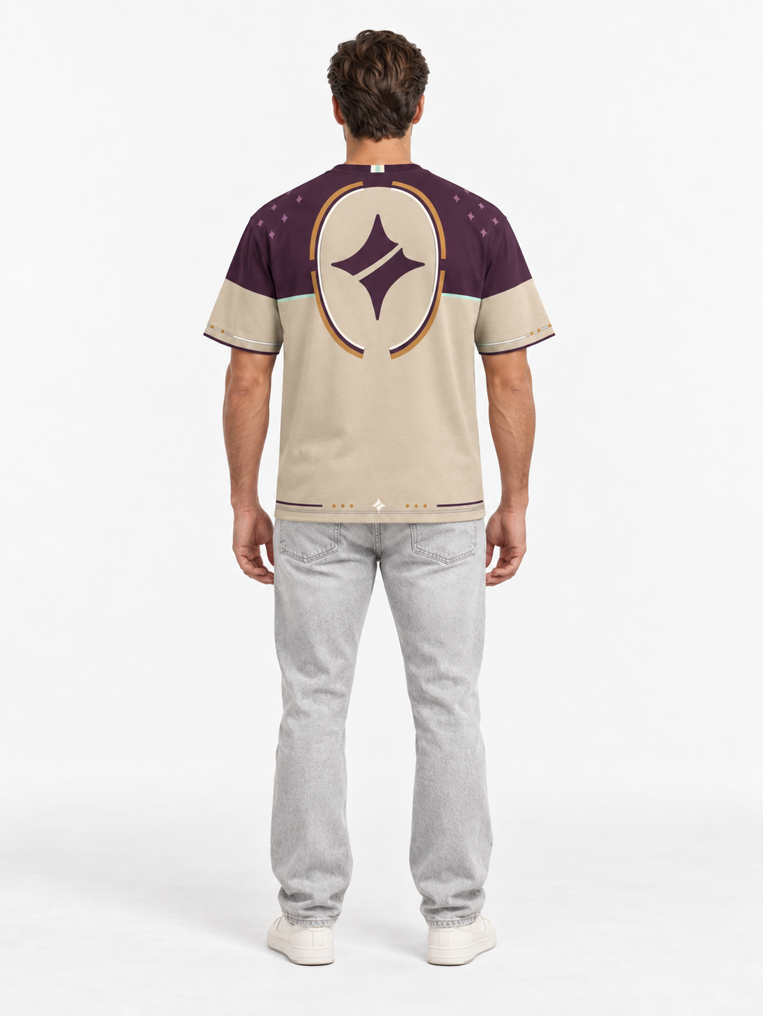Plum Parchment Boxy Cotton T-Shirt — back model styling illustration