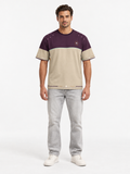 Plum Parchment Boxy Cotton T-Shirt — front model styling illustration