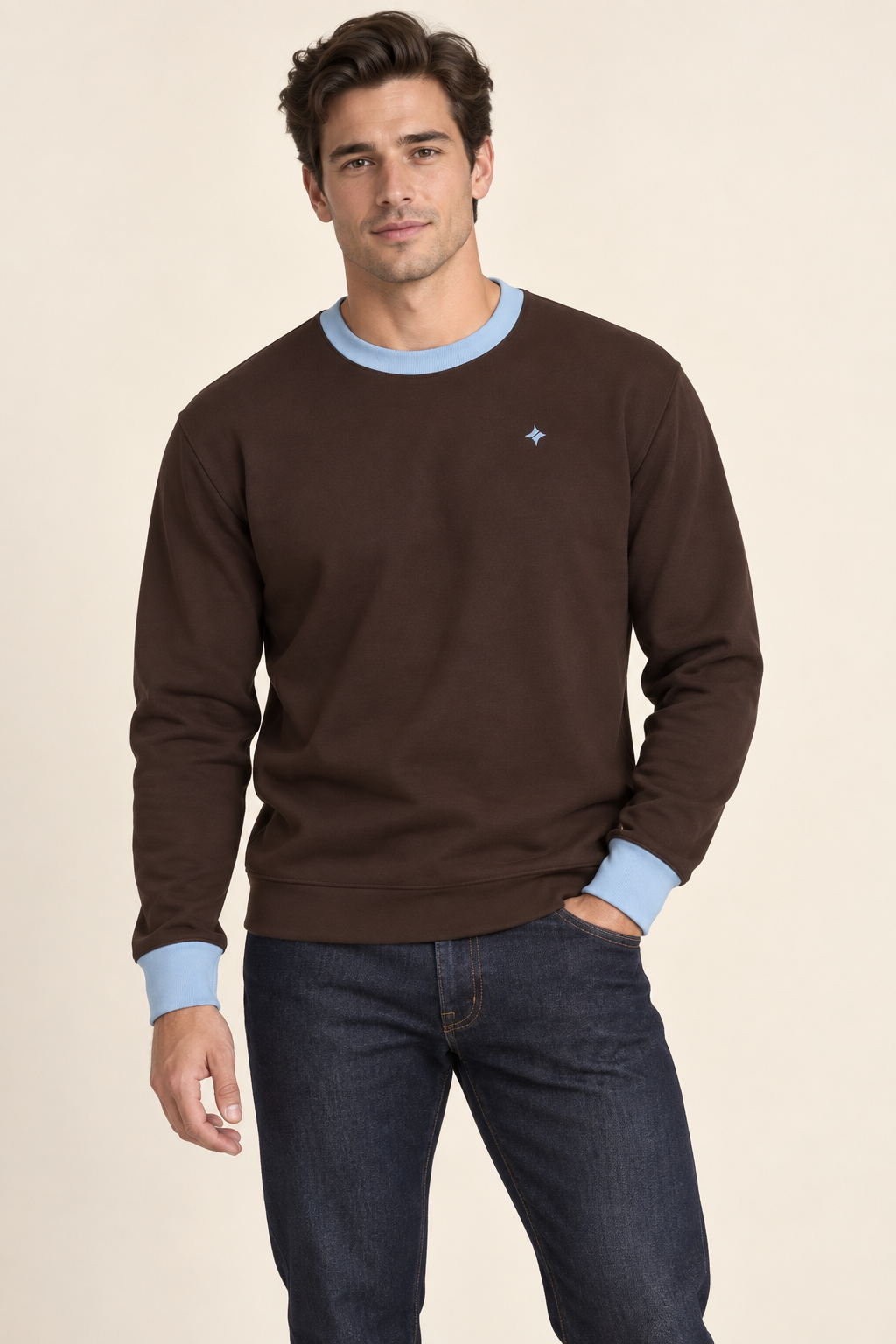 Espresso Glacier sweatshirt — AI-generated front styling illustration