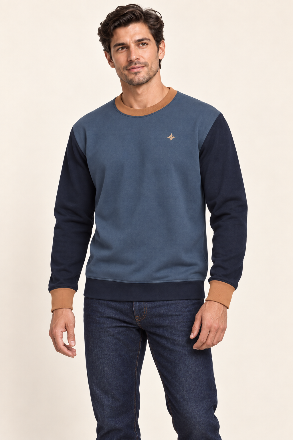 Slate Copper sweatshirt — AI-generated angle styling illustration