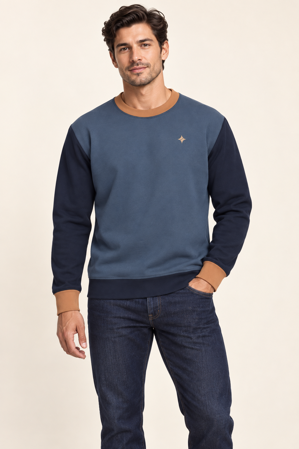 Slate Copper sweatshirt — AI-generated front styling illustration