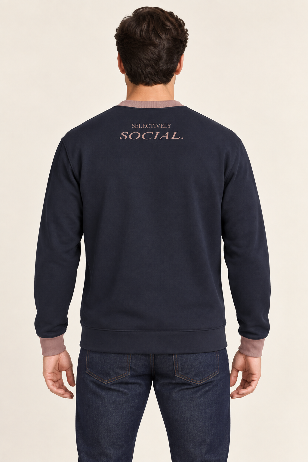 Ink Rosewood men's sweatshirt — back AI styling illustration