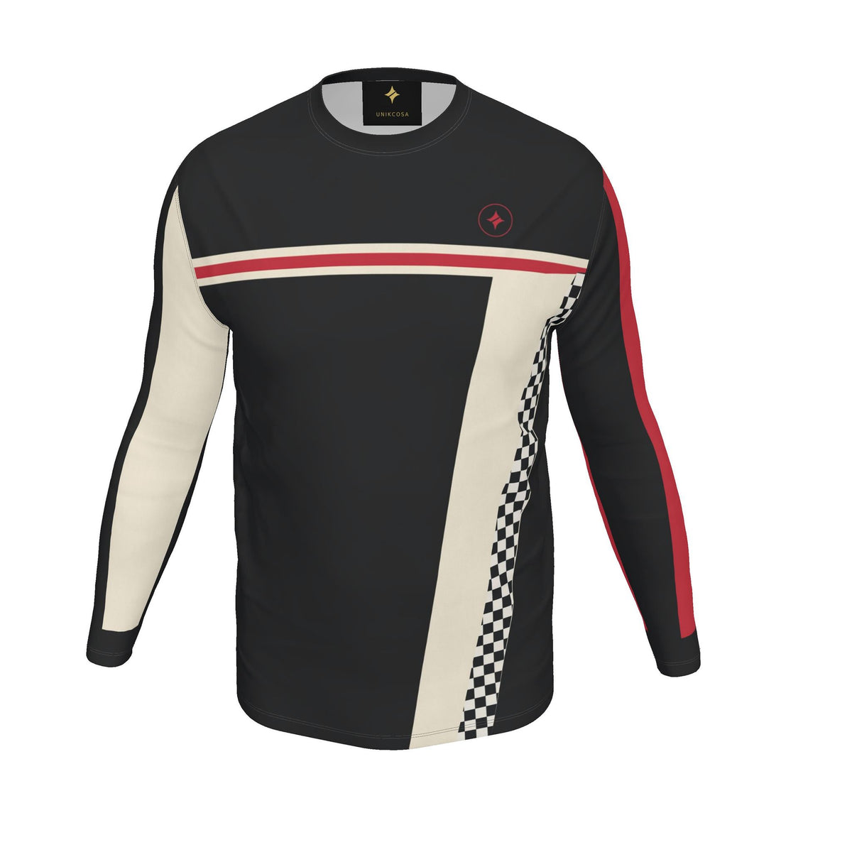 Racing Spirit Luxury Bounce Cotton Long Sleeve T-Shirt — supplier garment view 1, corrected chest logo