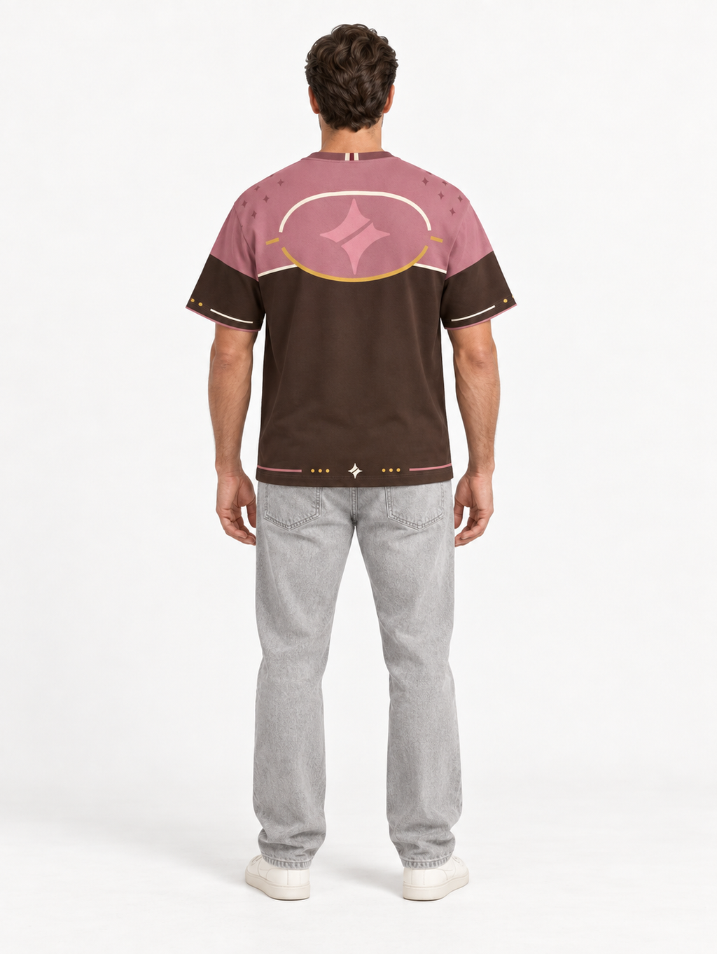 Rosewood Orbit Boxy Cotton T-Shirt — back model styling illustration