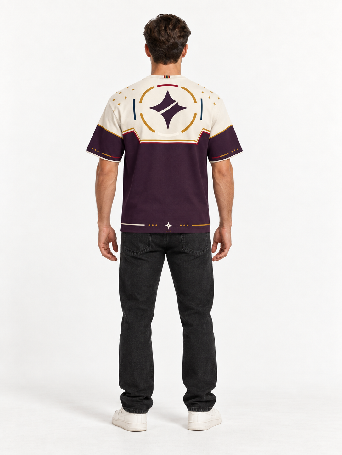 Royal Finale Boxy Cotton T-Shirt — back model styling illustration