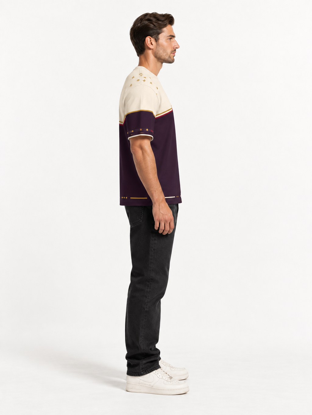 Royal Finale Boxy Cotton T-Shirt — side model styling illustration