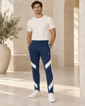 Royal Navy Luxury Rox Jersey Track Pants by UNIKCOSA — front model styling view