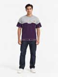 Silver Aubergine Boxy Cotton T-Shirt — front model styling illustration