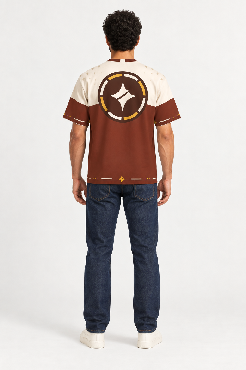Terracotta Regalia Reserve Boxy Cotton T-Shirt — back model styling illustration