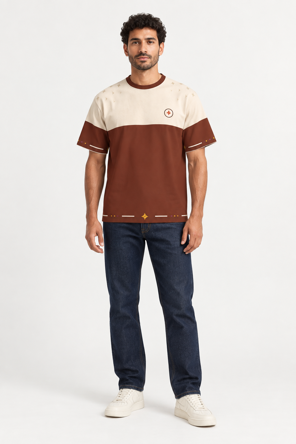 Terracotta Regalia Reserve Boxy Cotton T-Shirt — front model styling illustration