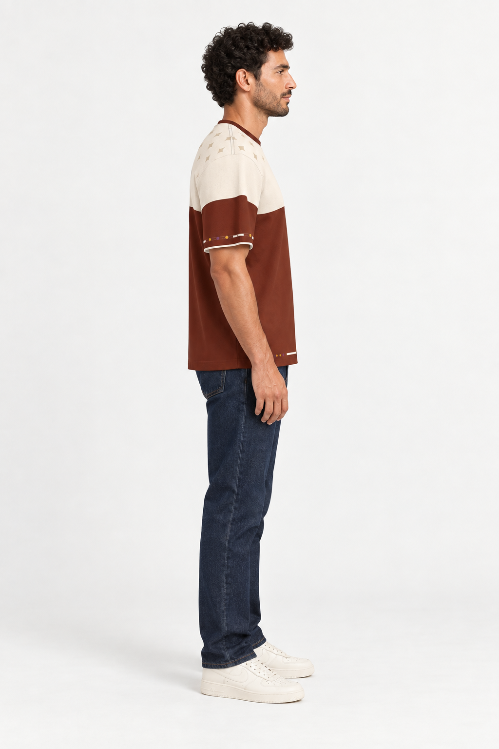 Terracotta Regalia Reserve Boxy Cotton T-Shirt — side model styling illustration