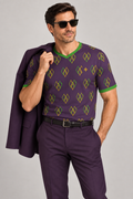 Imperial Lime V-Neck Cotton T-Shirt by UNIKCOSA — dressed-up styling; AI-generated styling illustration.