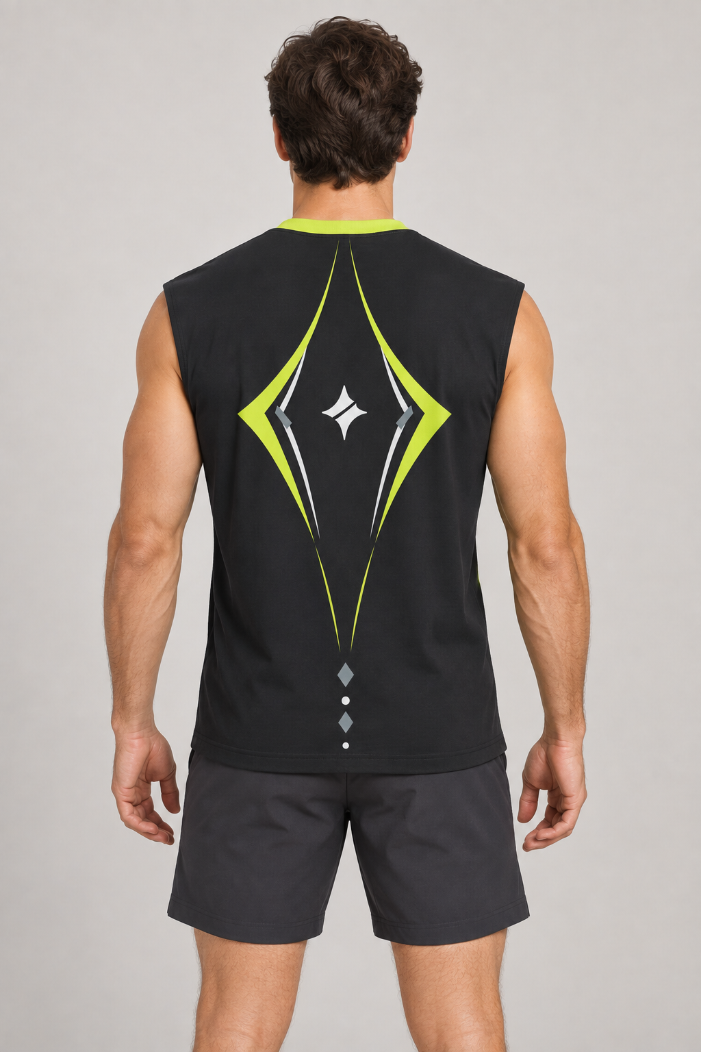 Volt Ash sleeveless cotton T-shirt – back on-model styling illustration