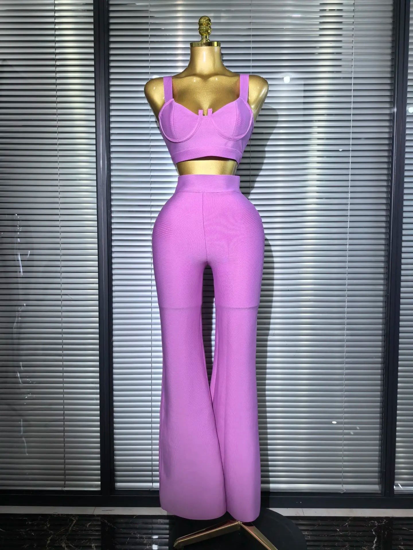 UNIKCOSA’s Multi-Color Bandage 2-Piece Set — Sexy Strap Crop Top + Bodycon Long Skirt