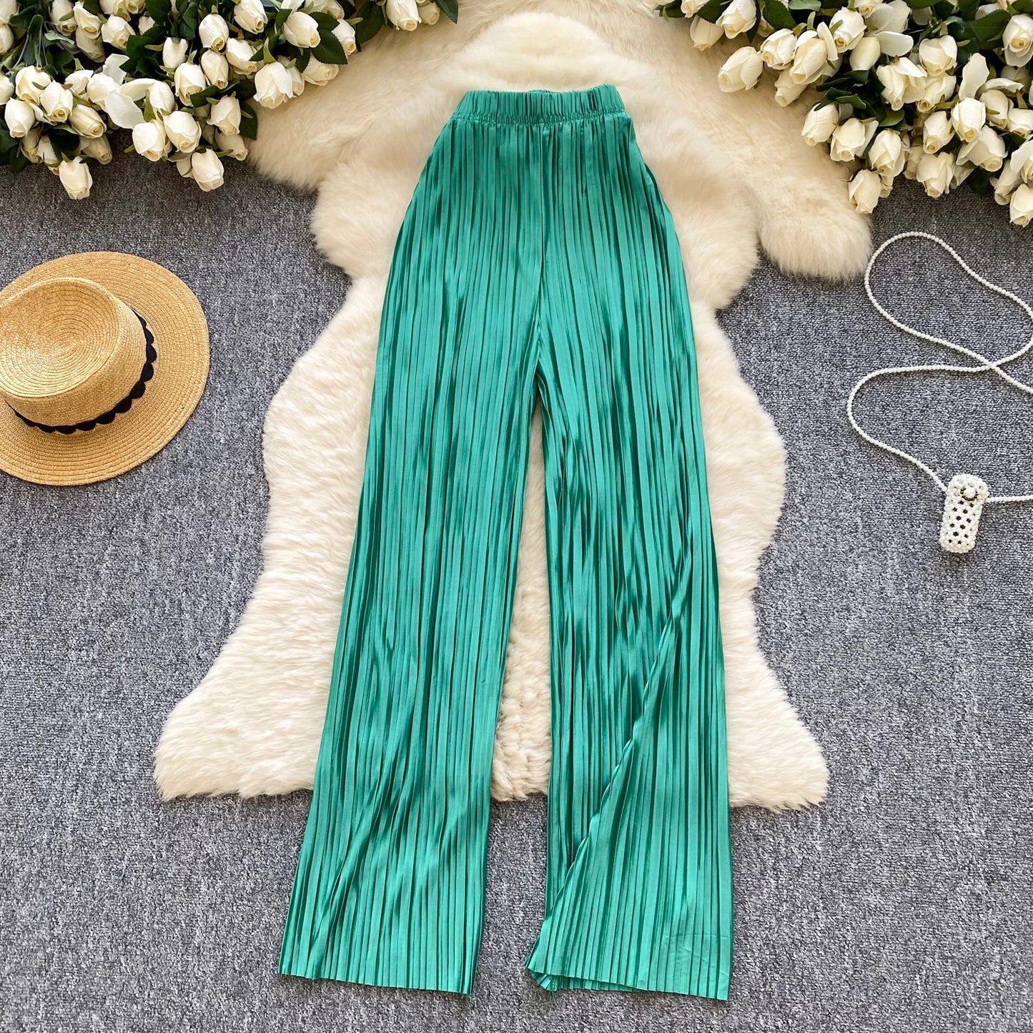 2025 Summer Casual Wide Leg Pants Women Print High Waist Trousers Girls Outdoor Pants Wholesale