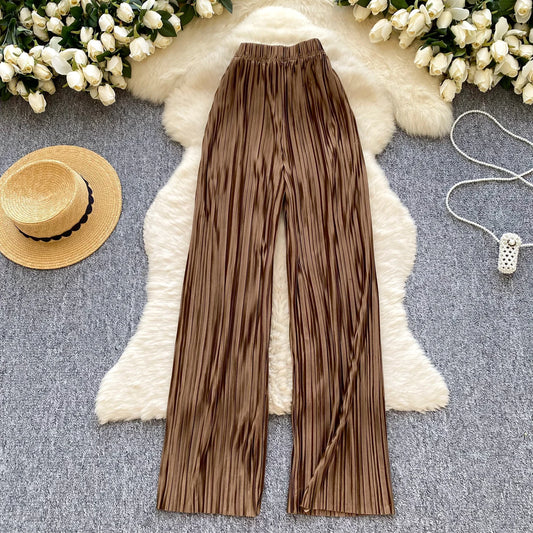 2025 Summer Casual Wide Leg Pants Women Print High Waist Trousers Girls Outdoor Pants Wholesale