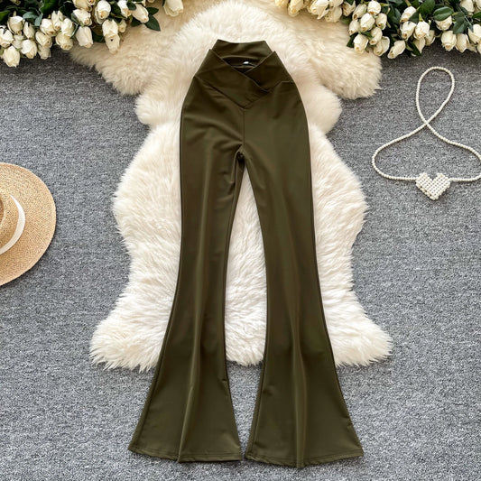 UNIKCOSA Women’s Spring Flare Pants – 2025 High-Waist Printed Long Trousers (Casual Chic Edition)