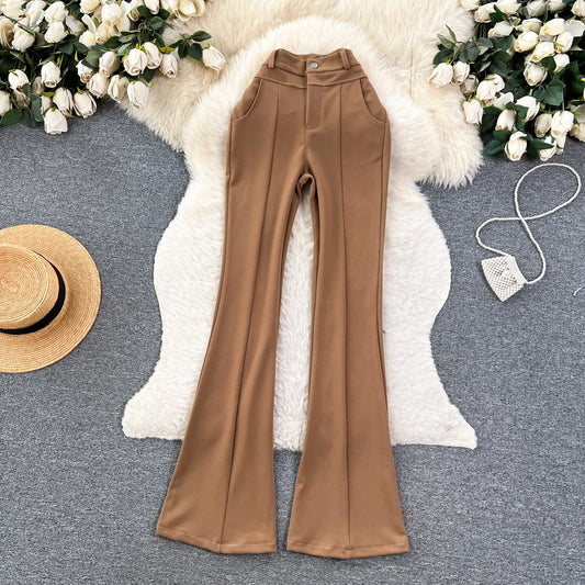 UNIKCOSA Women’s Autumn Flare Pants – High-Waist Printed Long Trousers (Casual Chic Edition)