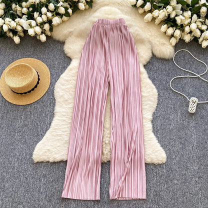 2025 Summer Casual Wide Leg Pants Women Print High Waist Trousers Girls Outdoor Pants Wholesale