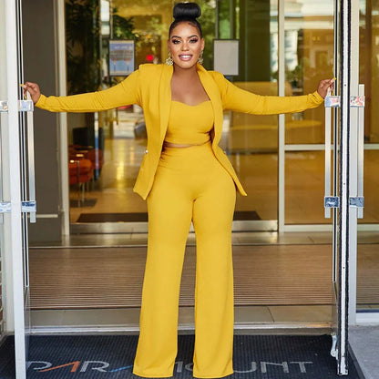 UNIKCOSA’s Elegant 3-Piece Suit — Office Lady Blazer + Pants Formal Business Set
