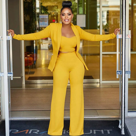 UNIKCOSA’s Elegant 3-Piece Suit — Office Lady Blazer + Pants Formal Business Set