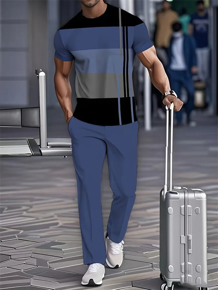 UNIKCOSA Men’s Street Style Set – Bull Print Warm T-Shirt & Long Pants Outfit (Autumn/Winter Edition)