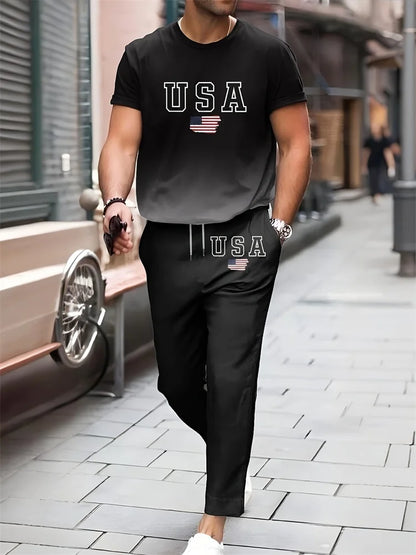 UNIKCOSA Men’s Street Style Set – Bull Print Warm T-Shirt & Long Pants Outfit (Autumn/Winter Edition)