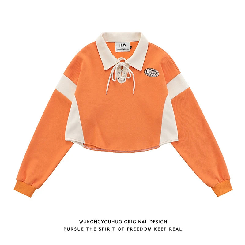 UNIKCOSA Velora Casual Crop Polo Top Streetwear Edition 💫