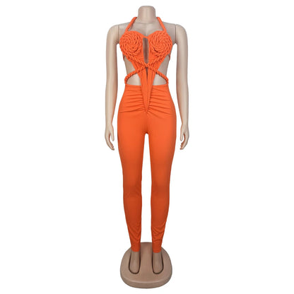 UNIKCOSA’s 2025 Ribbed Halter Jumpsuit — Sexy Backless Ruched One-Piece Clubwear