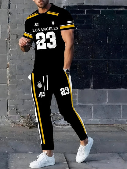 UNIKCOSA Men’s Street Style Set – Bull Print Warm T-Shirt & Long Pants Outfit (Autumn/Winter Edition)