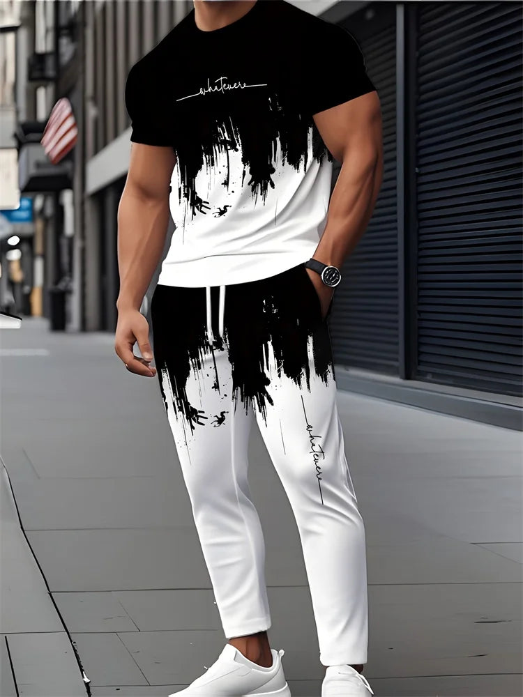 UNIKCOSA Men’s Street Style Set – Bull Print Warm T-Shirt & Long Pants Outfit (Autumn/Winter Edition)