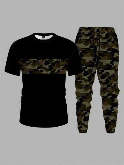 UNIKCOSA Men’s Street Style Set – Bull Print Warm T-Shirt & Long Pants Outfit (Autumn/Winter Edition)