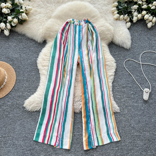 UNIKCOSA Women’s Summer Wide-Leg Pants – 2025 High-Waist Patchwork Long Outdoor Trousers (Casual Chic Edition)