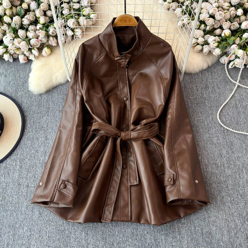 UNIKCOSA Women’s Autumn Trench Coat – 2025 Standing Collar Mid-to-Long Elegant Outerwear (Boutique Edition)