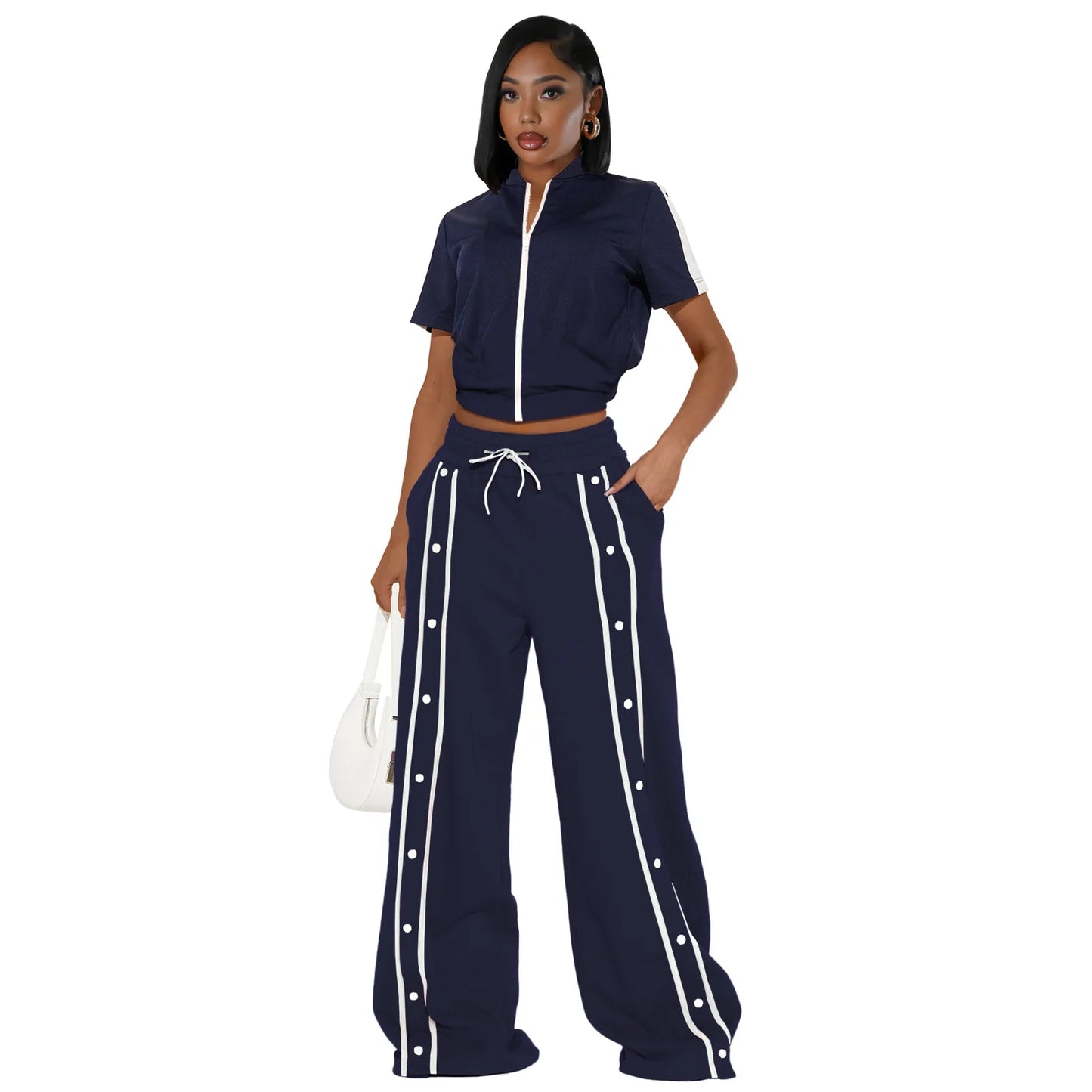 UNIKCOSA’s Summer Streetwear Pant Set — Short-Sleeve Zip Jacket + Wide-Leg Pants