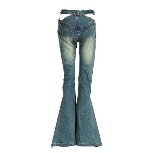 Trendy Trousers 2025 Summer New Slim Hollowed Out High Waist Pleated Ladies Flare Pants